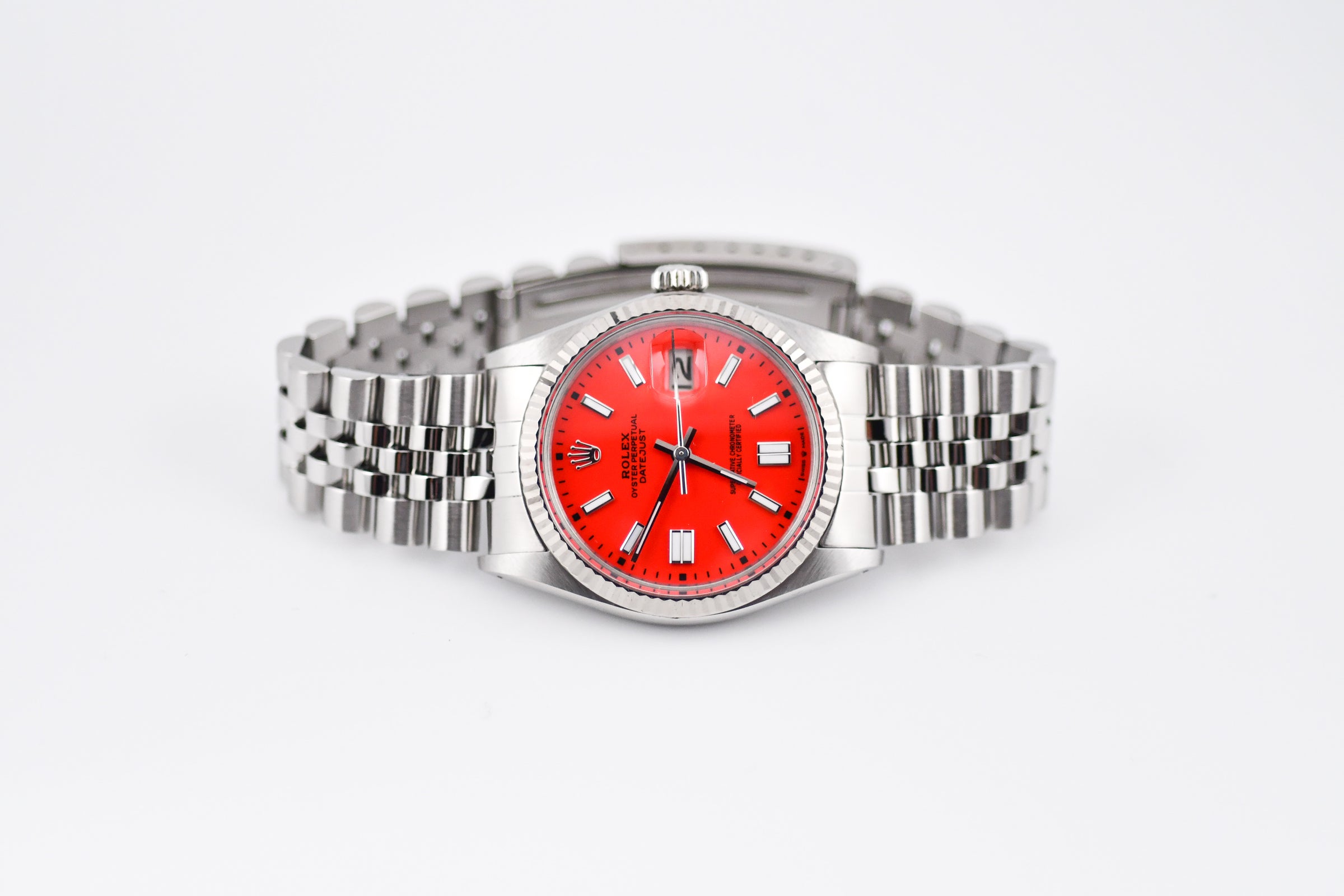 Rolex Datejust 36mm Ref 16014 Custom Red Stick Dial | WatchCenter LLC