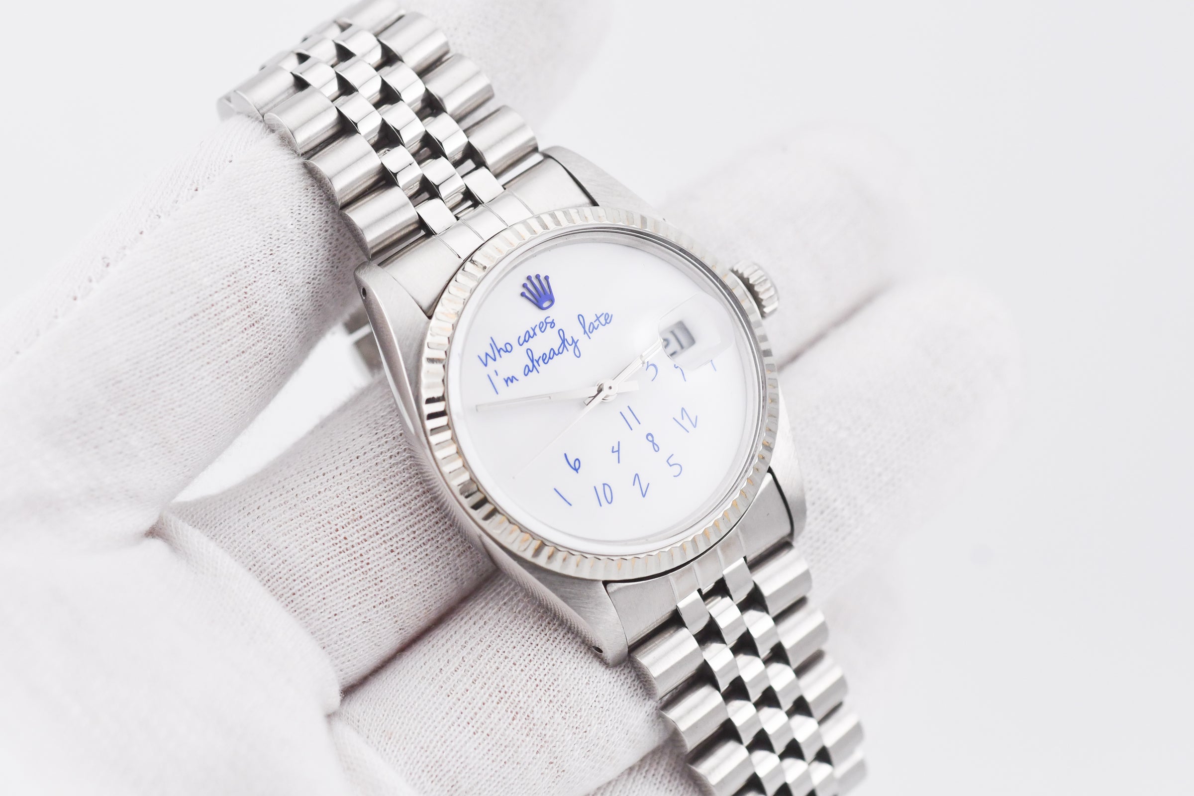 Rolex Datejust 36mm Ref 16014 Custom Who Cares I'm Already Late