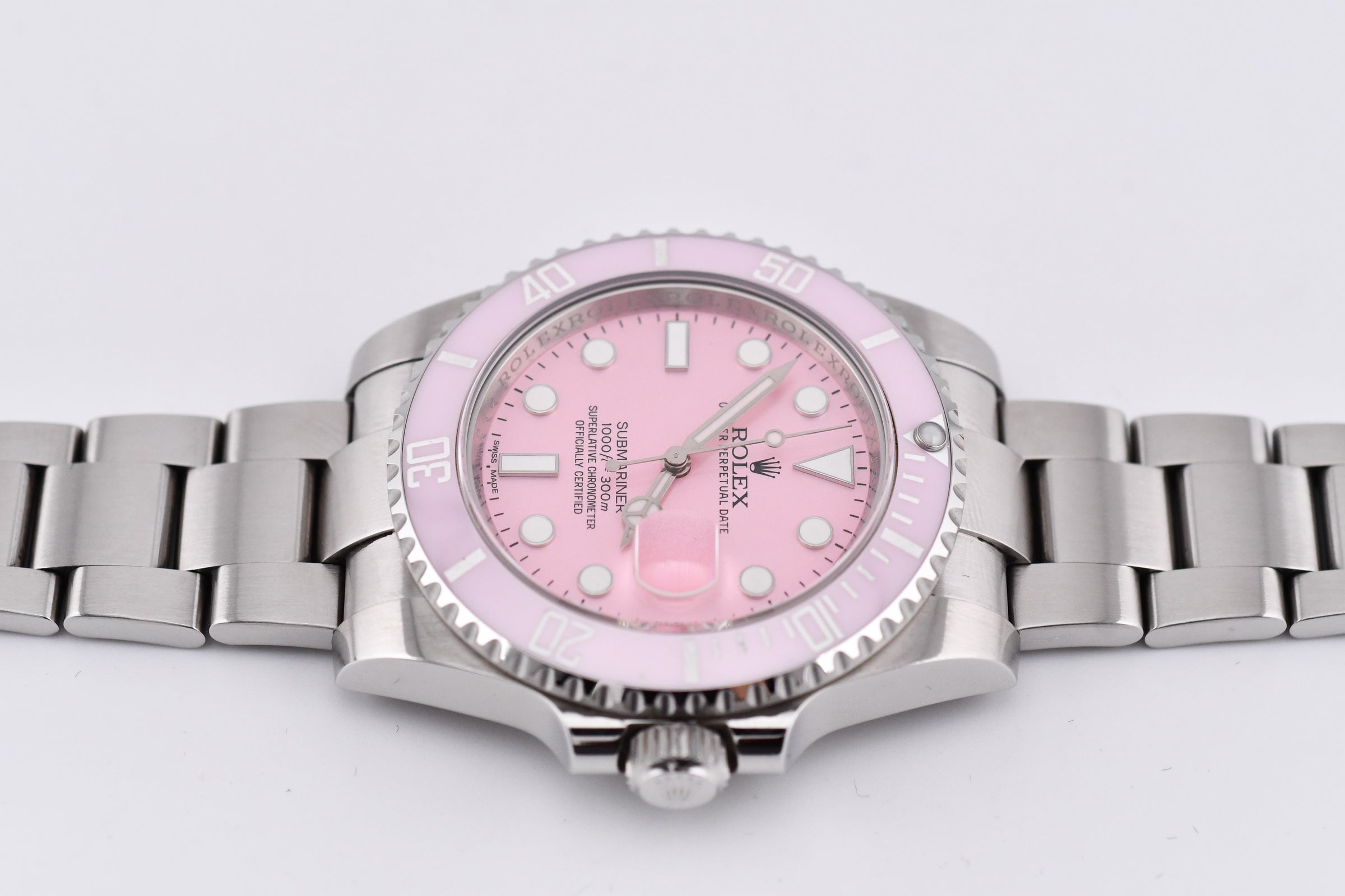 Rolex Submariner 40mm Ref 116610 Custom Pink Bezel and Pink Dial