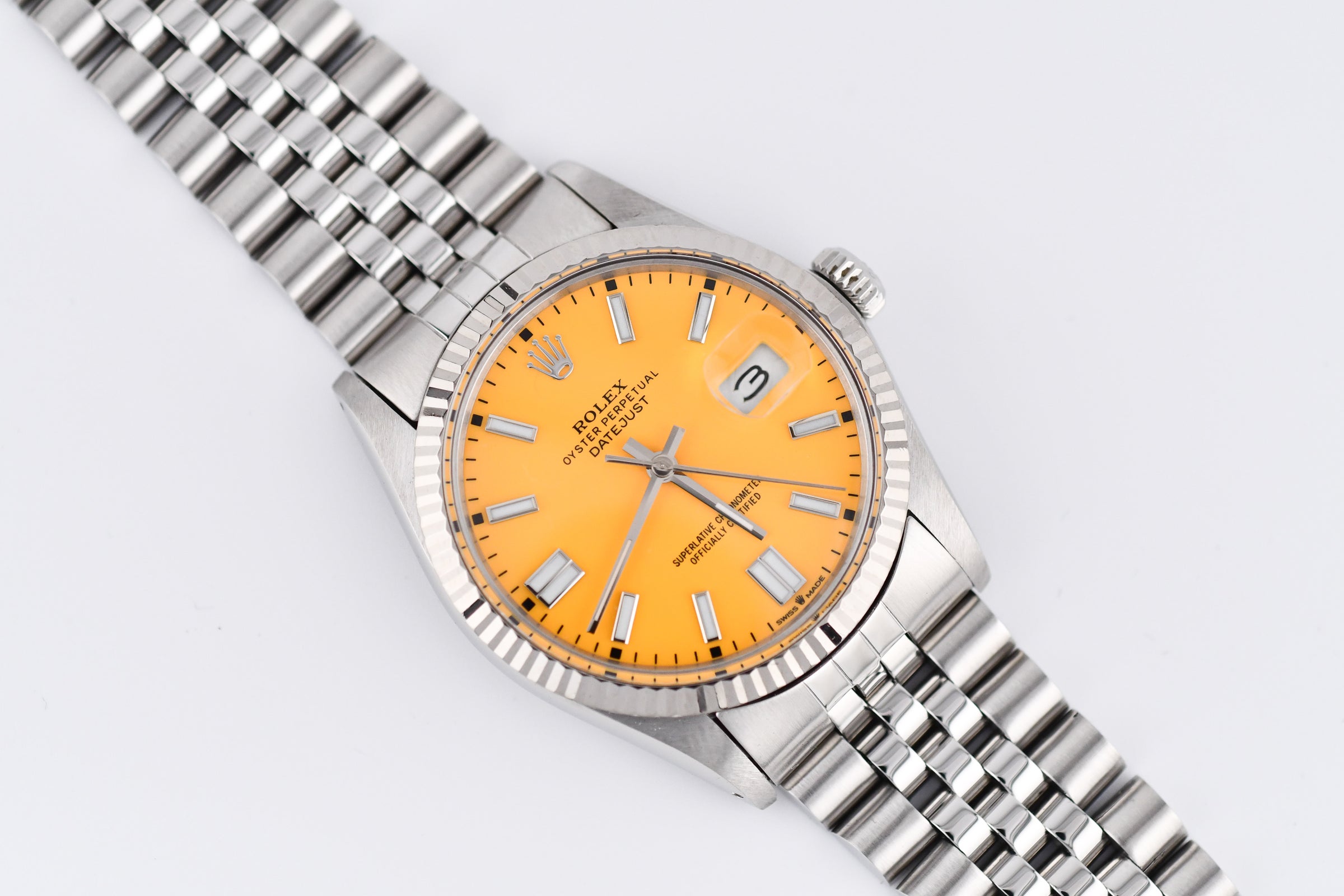 Rolex Datejust 36mm Ref 16014 Custom Yellow Stick Dial