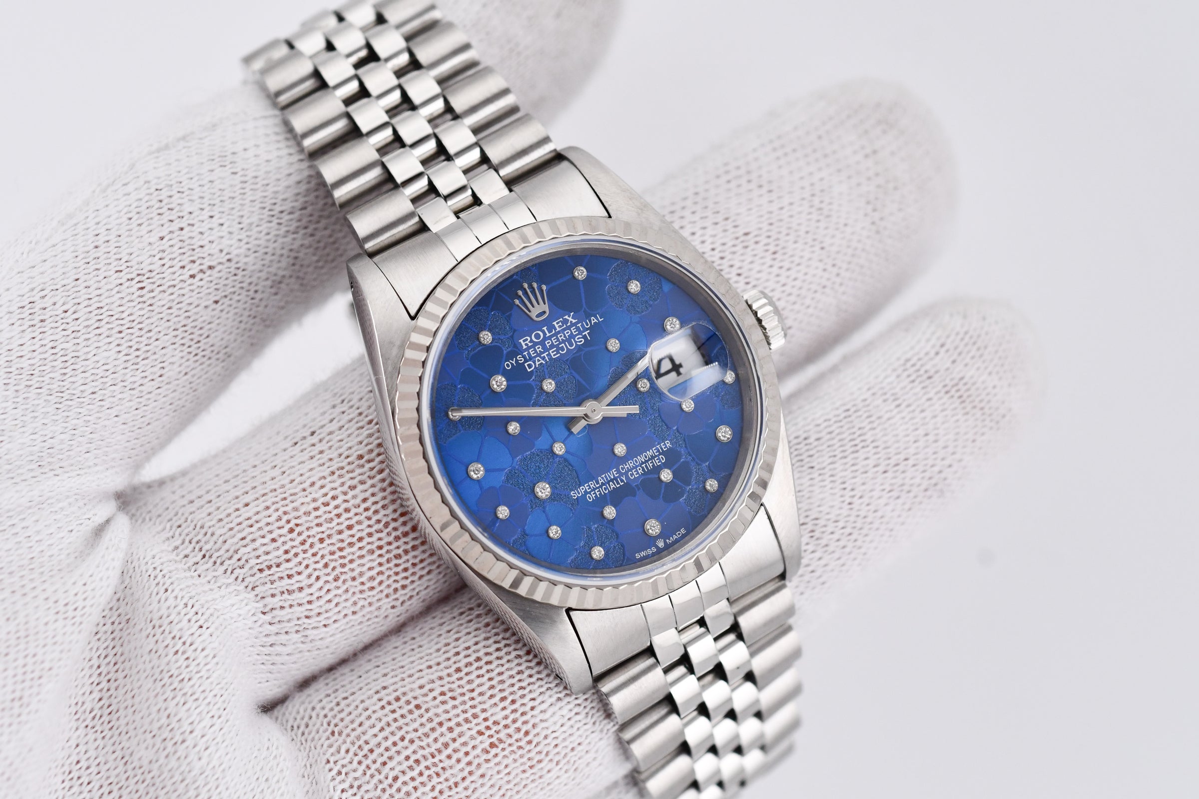 Rolex Datejust 36mm Ref 1601 Custom Tiffany Blue Baguette Diamond