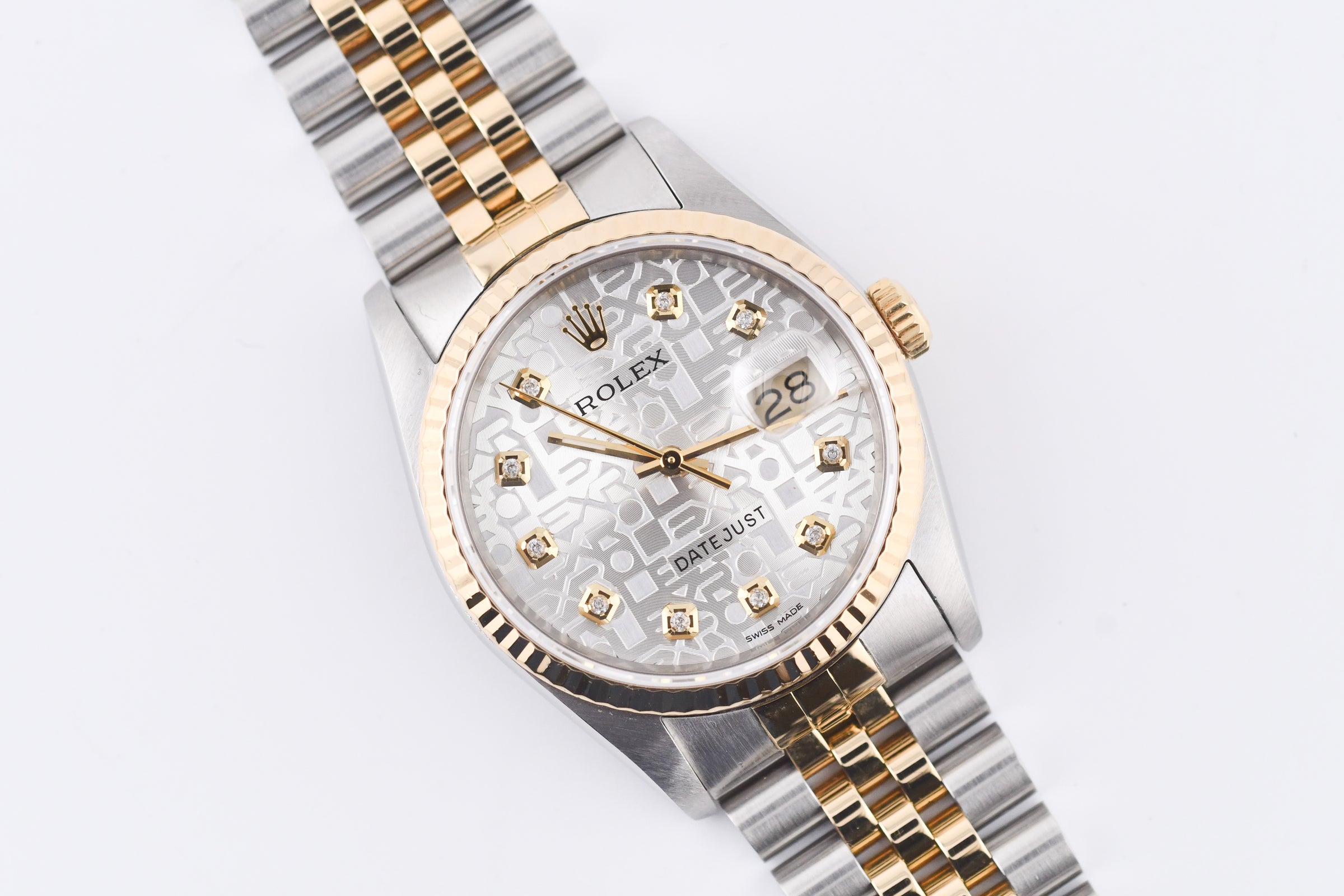 〇純正 ROLEX 16233駒 YG×SS DATEJUST ジュビリーブレス Rolex Datejust 36 18kt YG & SS White Roman Dial Jubilee
