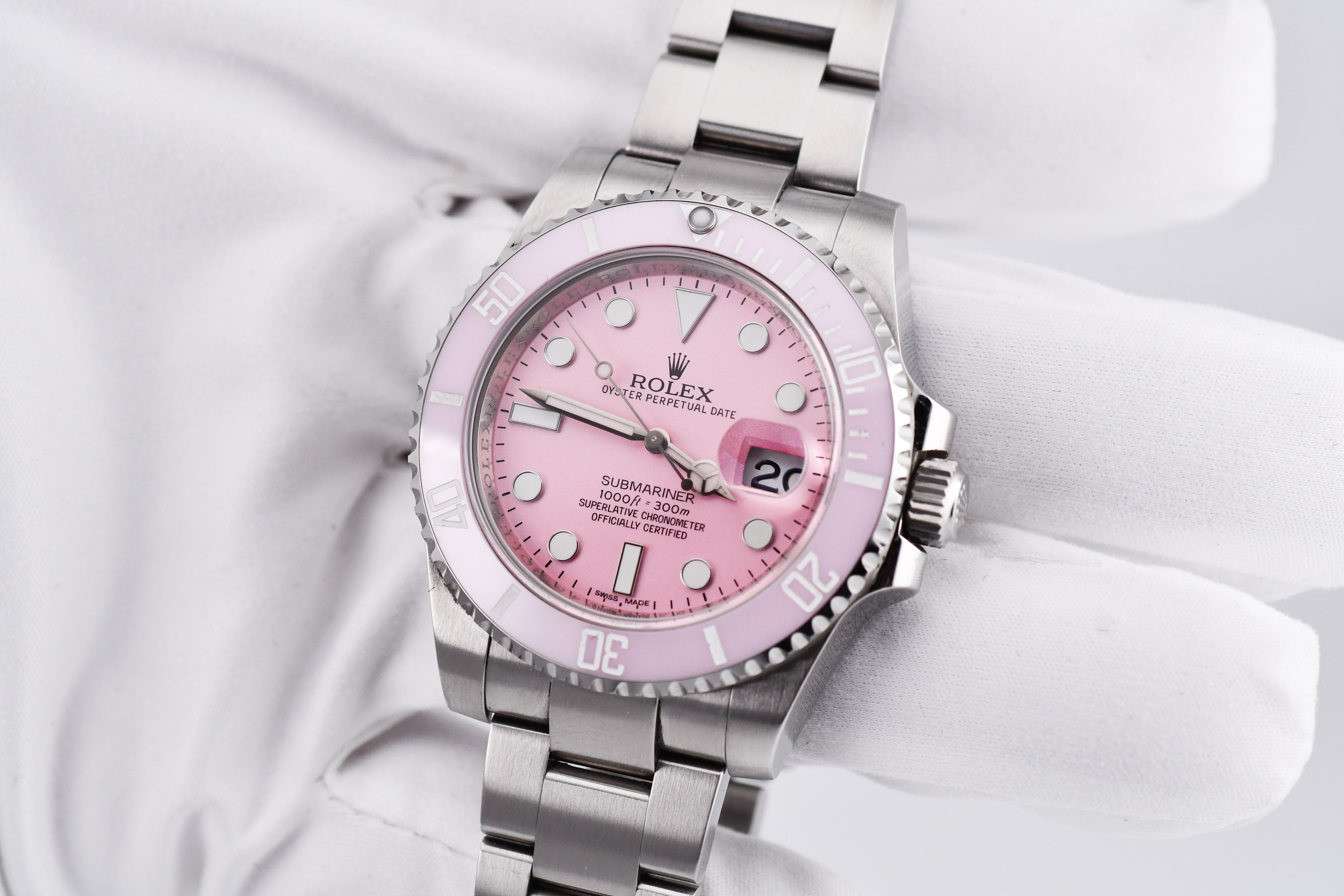 Rolex Submariner 40mm Ref 116610 Custom Pink Bezel and Pink Dial