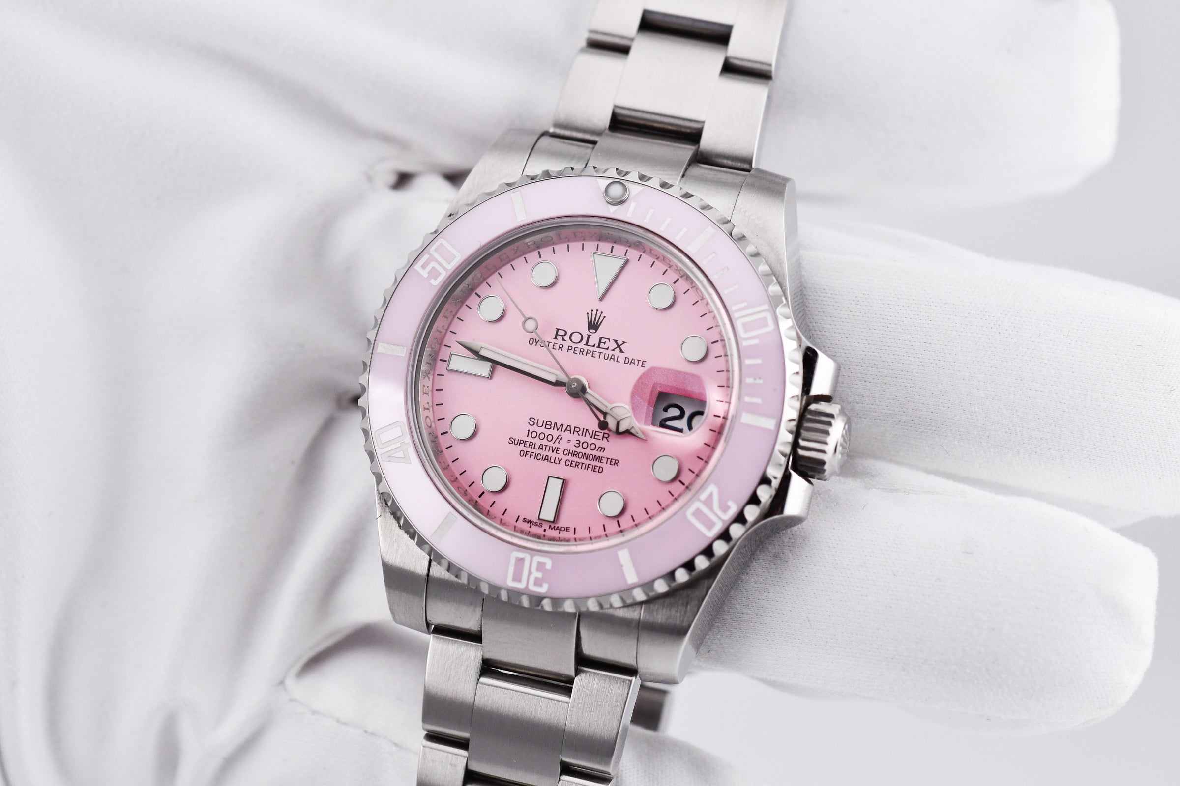 Rolex Submariner 40mm Ref 116610 Custom Pink Bezel and Pink Dial