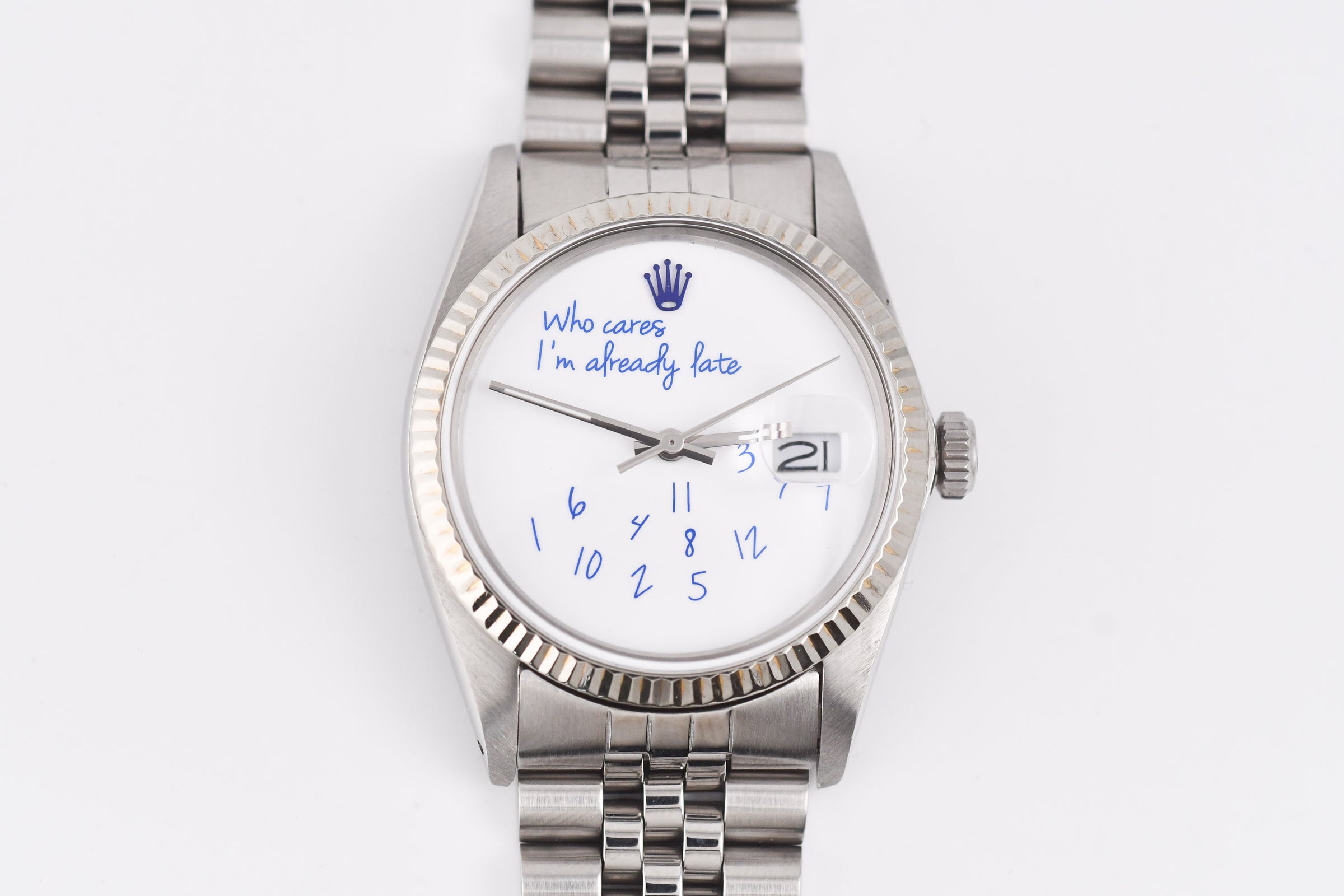 Rolex Datejust 36mm Ref 16014 Custom Who Cares I'm Already Late