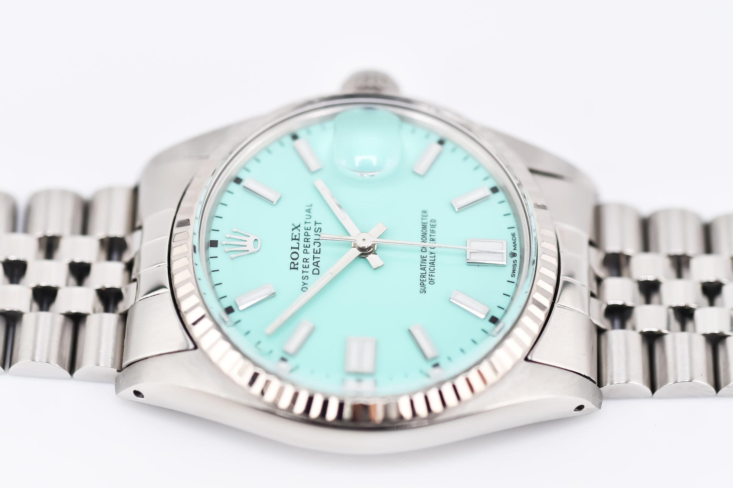 Rolex Datejust 36mm Ref 16014 Custom Tiffany Turquoise Stick Dial