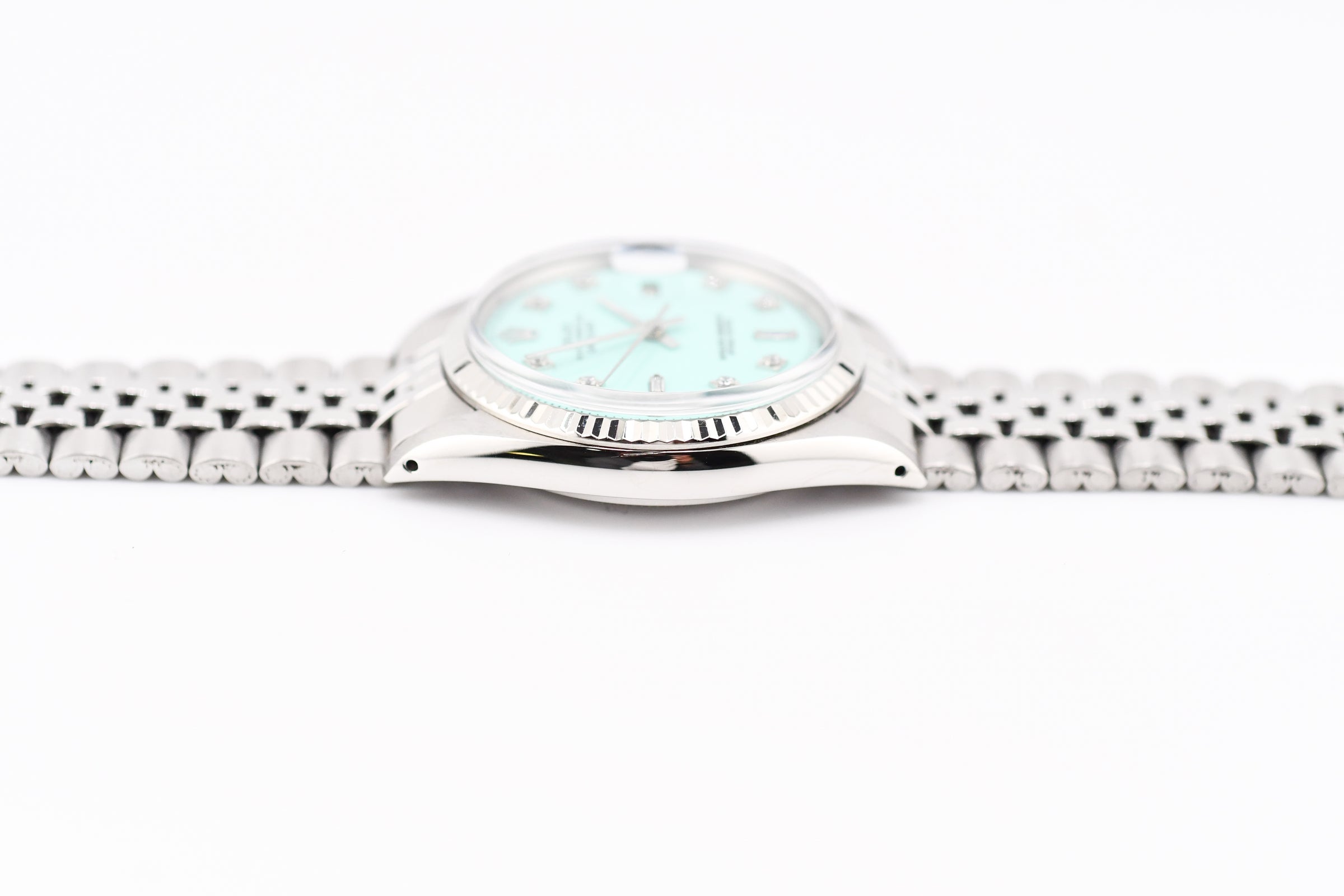 Rolex Datejust 36mm Ref 1601 Custom Tiffany Blue Baguette Diamond