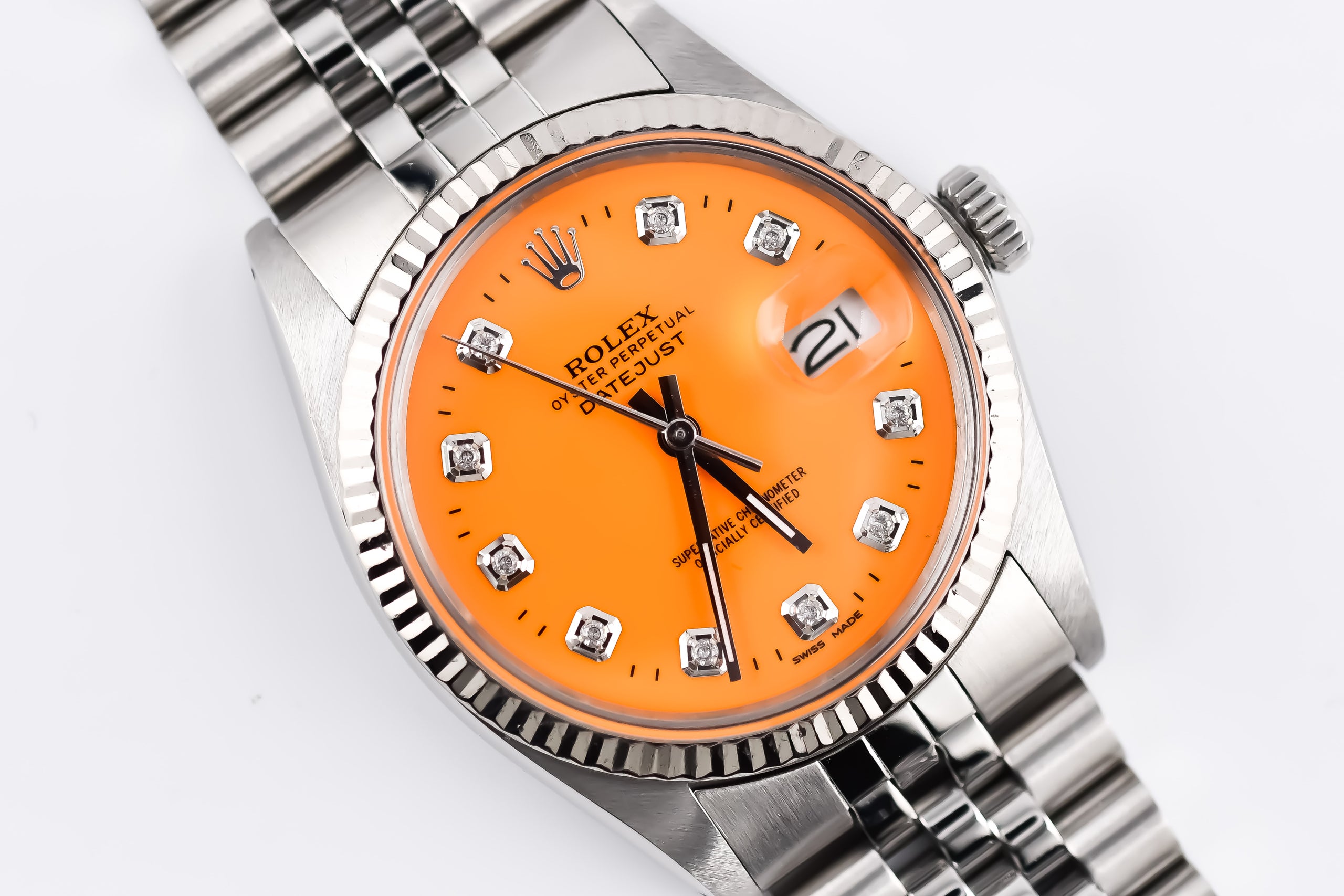 Rolex Datejust 36mm Ref 16014 Custom Orange Diamond DIal WatchCenter LLC