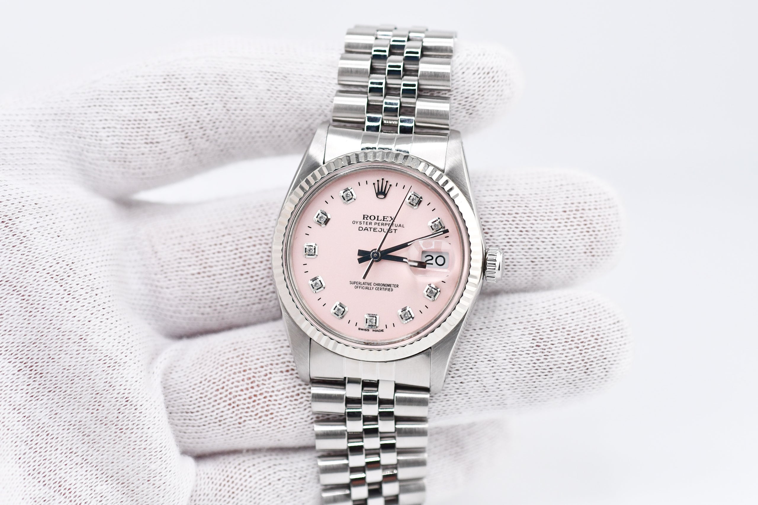 Rolex Datejust 36mm Ref 16014 Custom Pink Diamond Dial