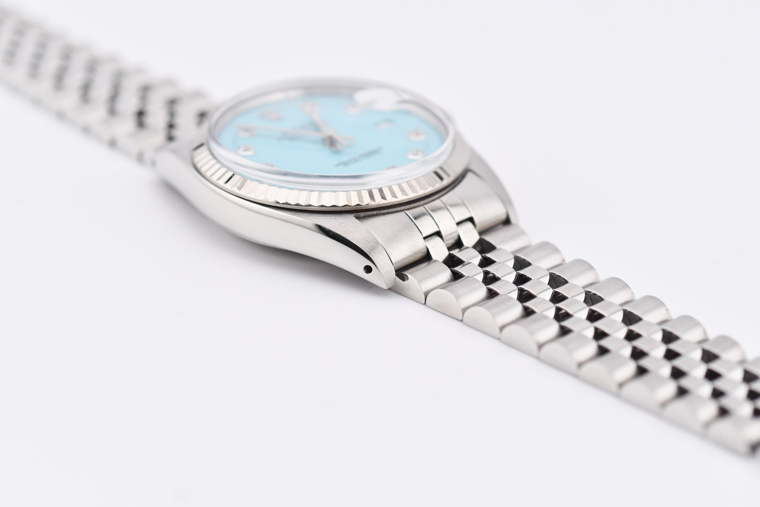 Rolex Datejust 36mm Ref 16014 Custom Baby Blue Diamond Dial