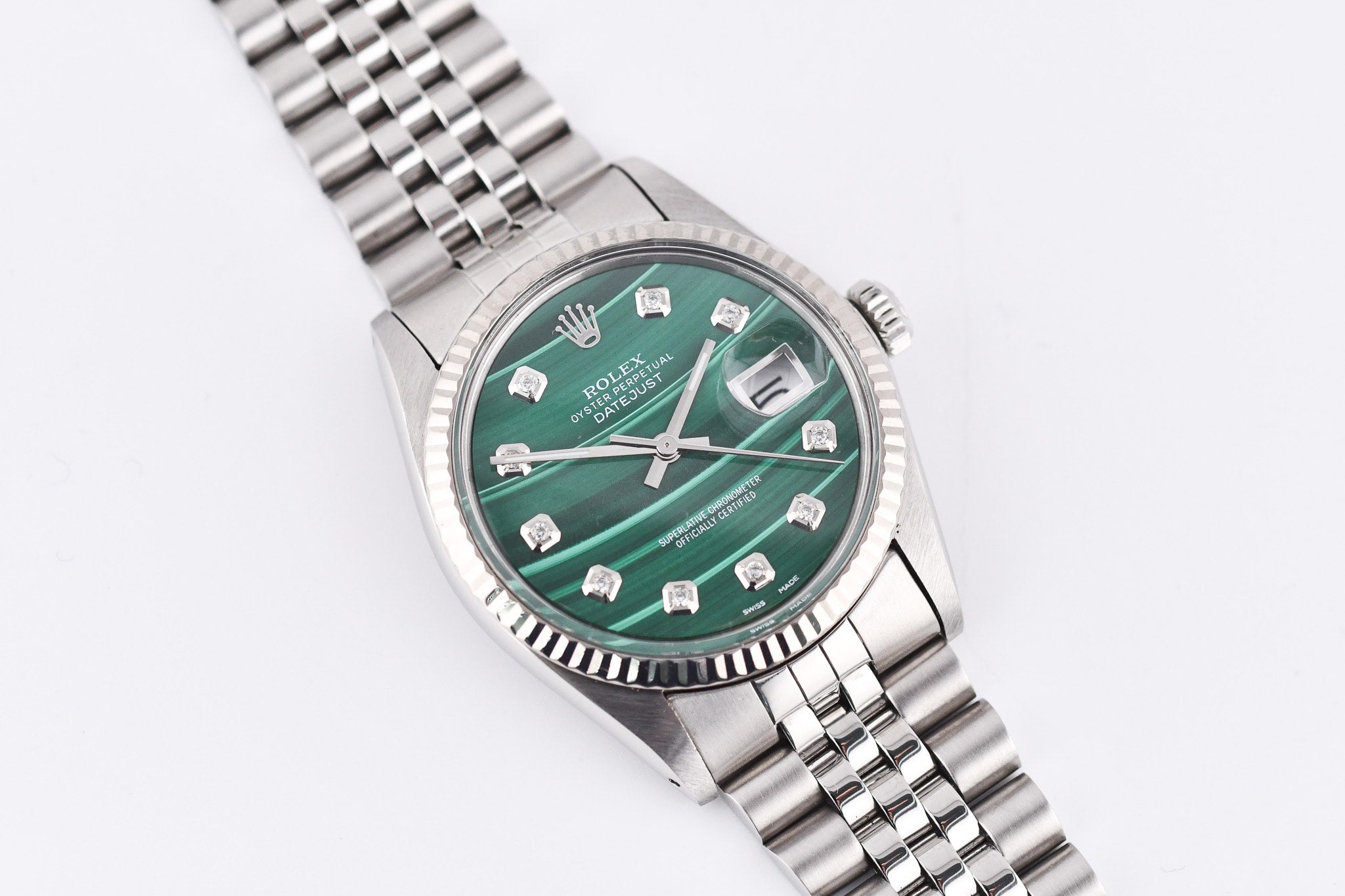 Rolex Datejust 36mm Ref 16014 Custom Green Wave Diamond Dial