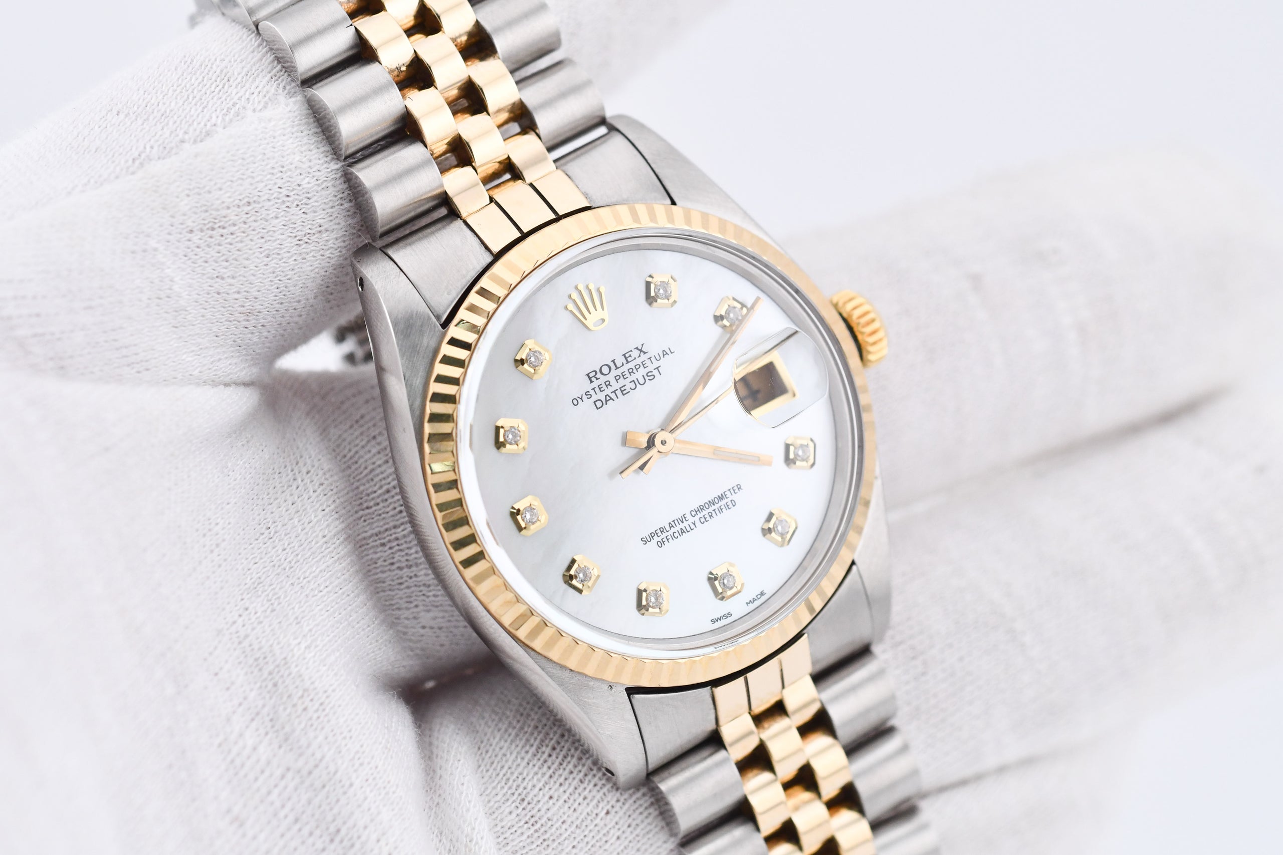 Rolex datejust mop diamond dial sale